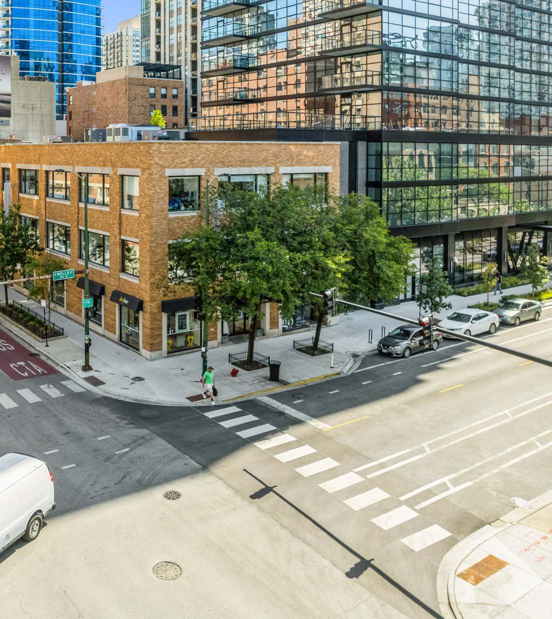 755 North Wells Street three-story masonry corner building